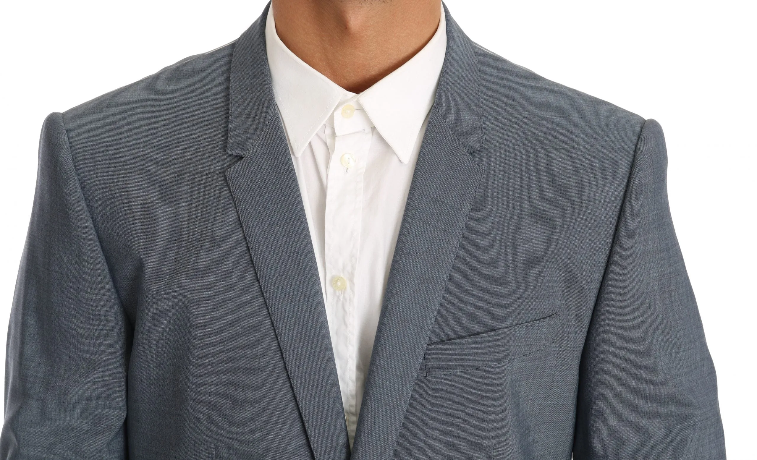Light Blue Wool Stretch Gold Slim fit Suit