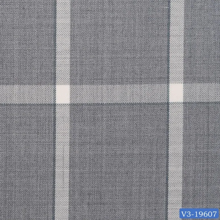 Light Grey with White Check Windowpane Short Suit
