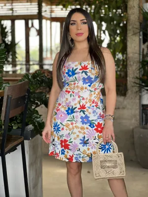 Linen Floral Dress