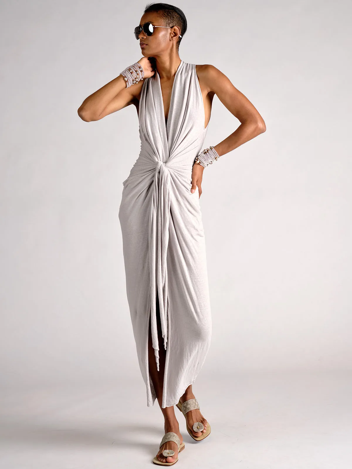 Linen Jersey Wrap and Tie Dress