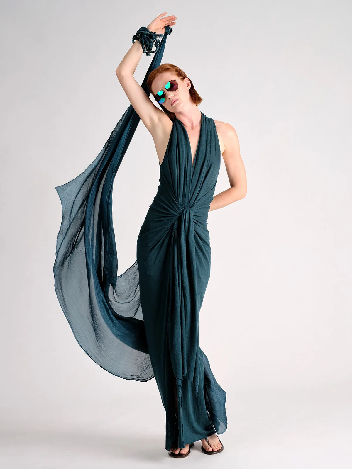 Linen Jersey Wrap and Tie Dress