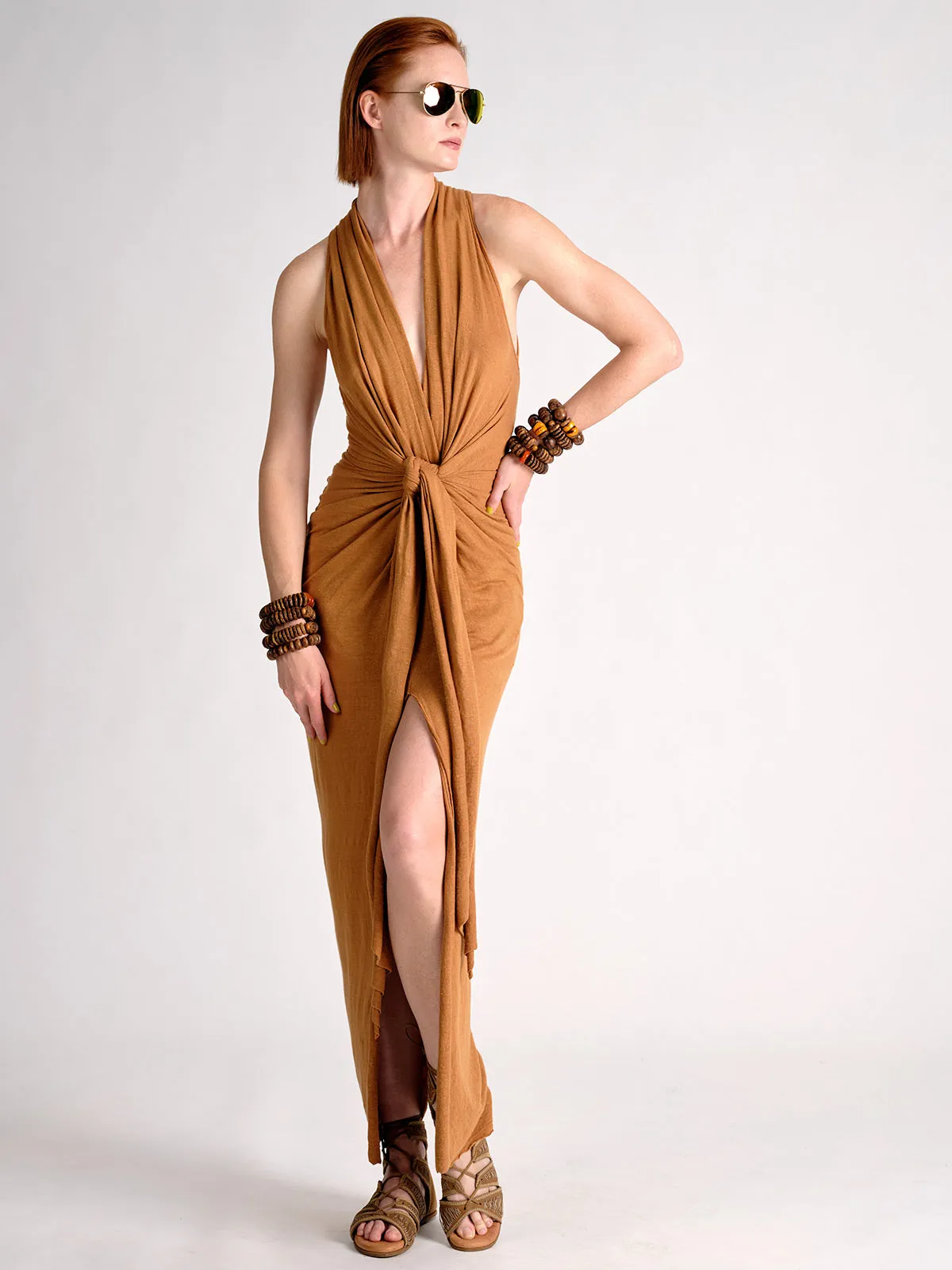 Linen Jersey Wrap and Tie Dress