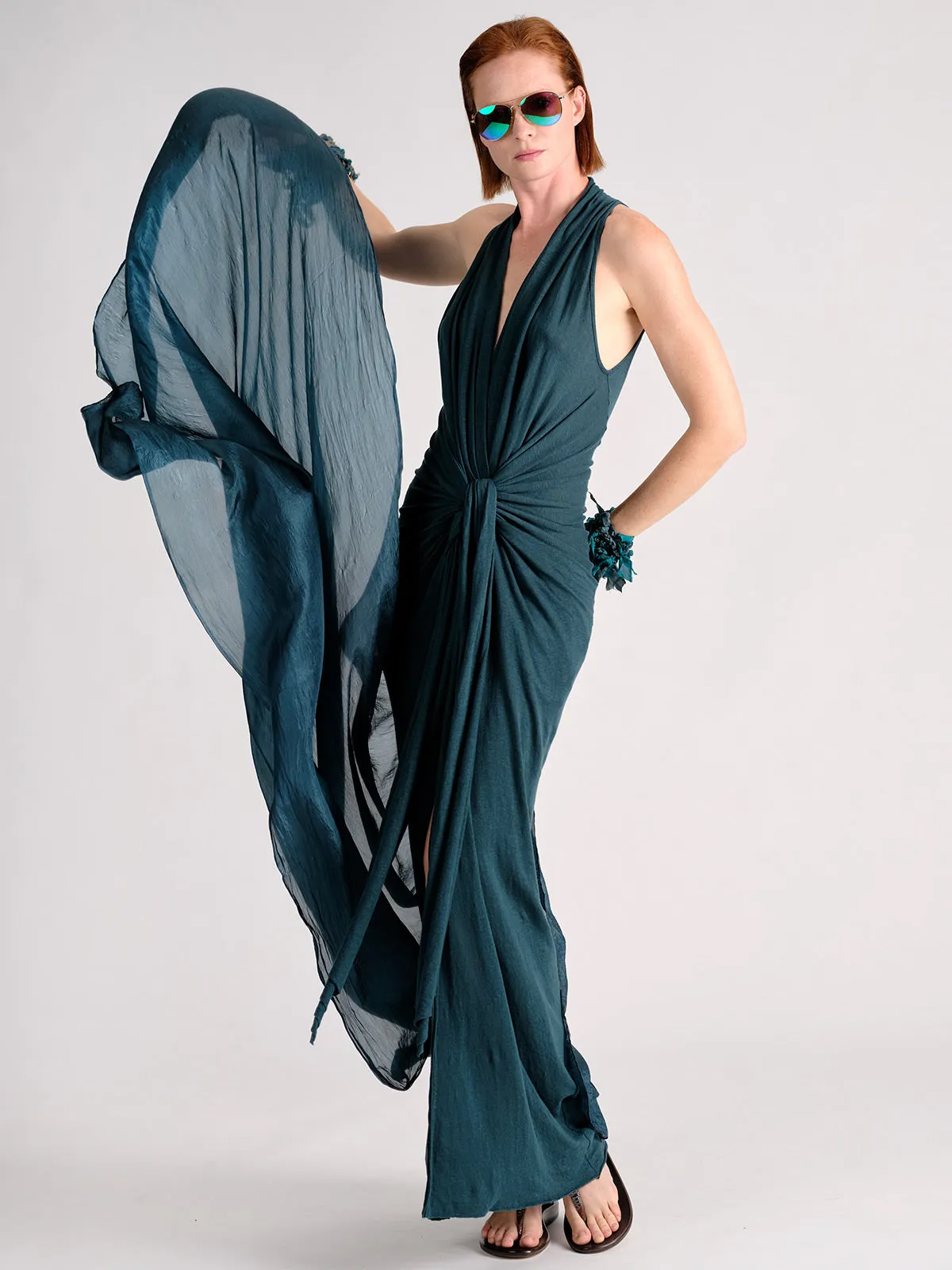 Linen Jersey Wrap and Tie Dress