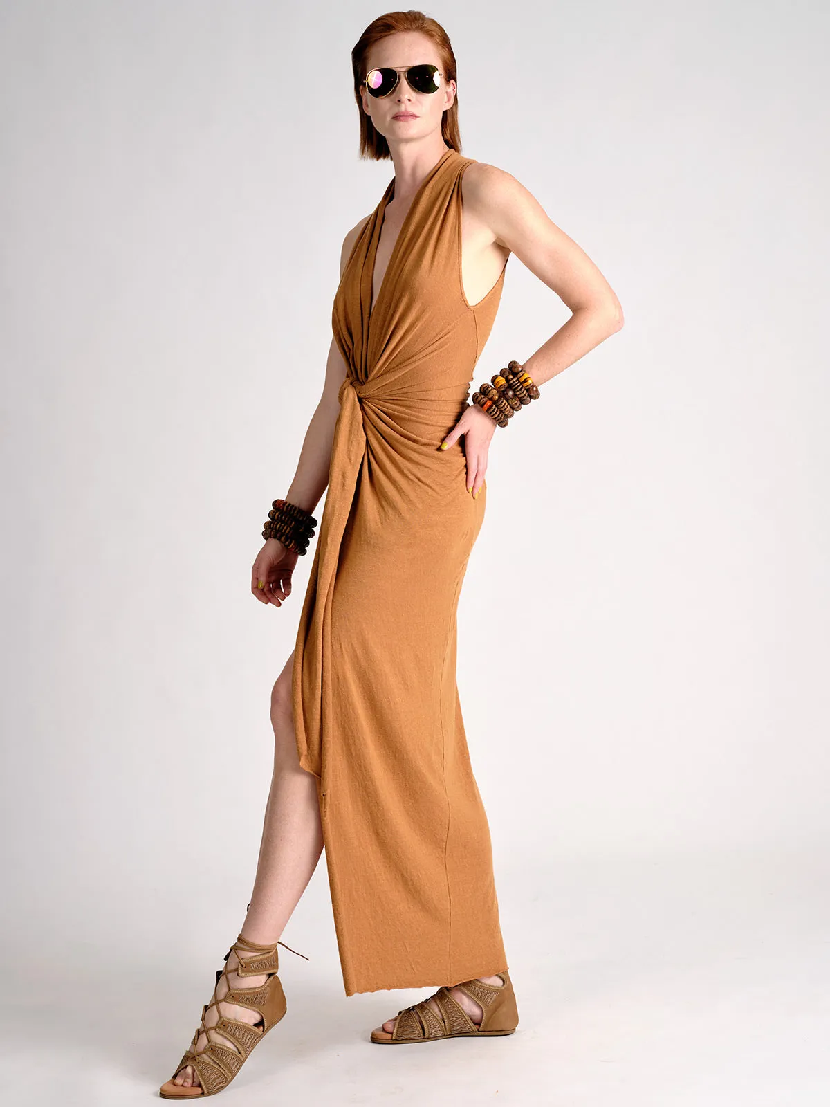 Linen Jersey Wrap and Tie Dress