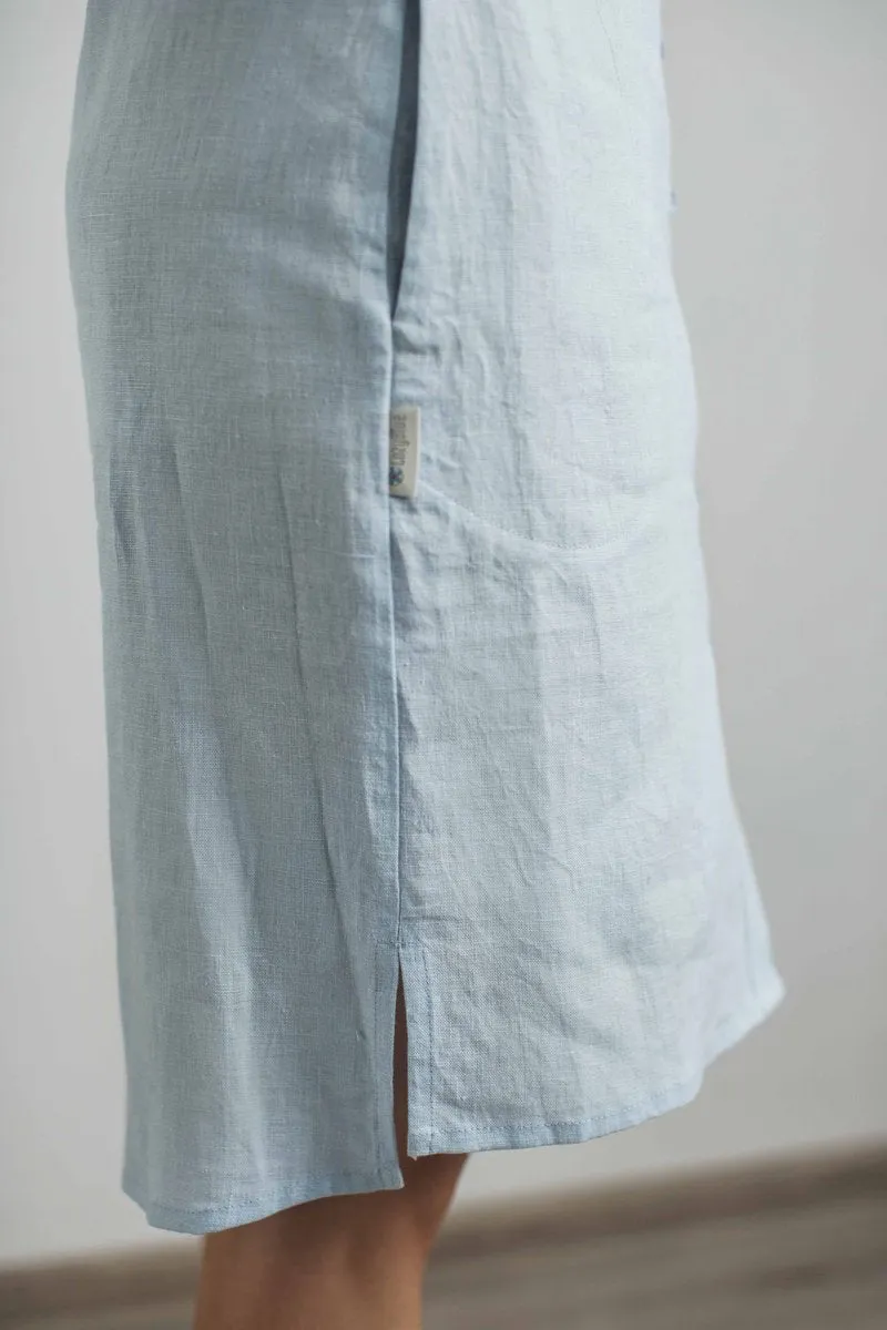 Long-Sleeves Shirt Linen Dress
