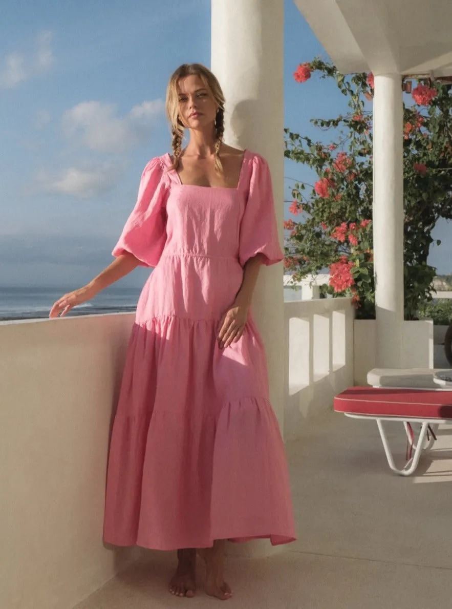 LOUISE Midi Dress in Pastel Pink