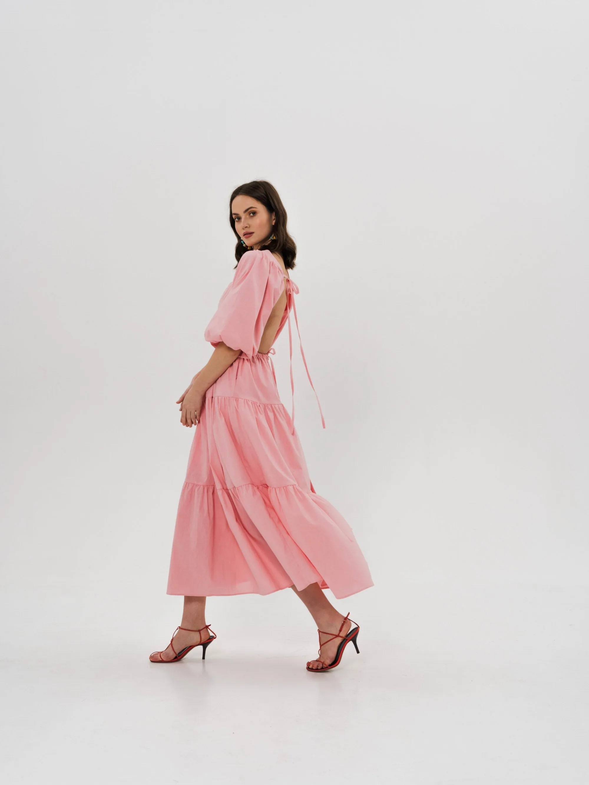 LOUISE Midi Dress in Pastel Pink