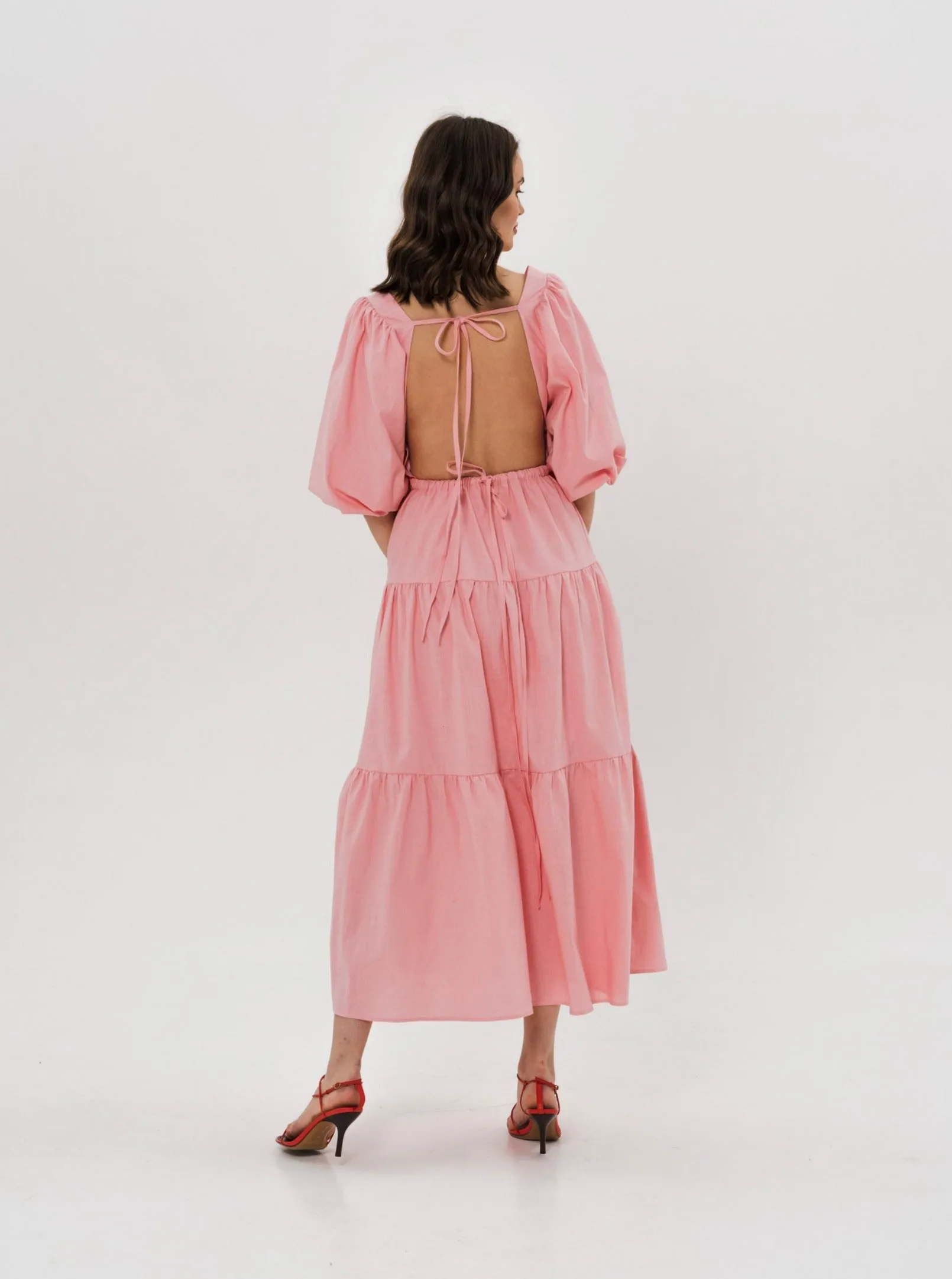 LOUISE Midi Dress in Pastel Pink