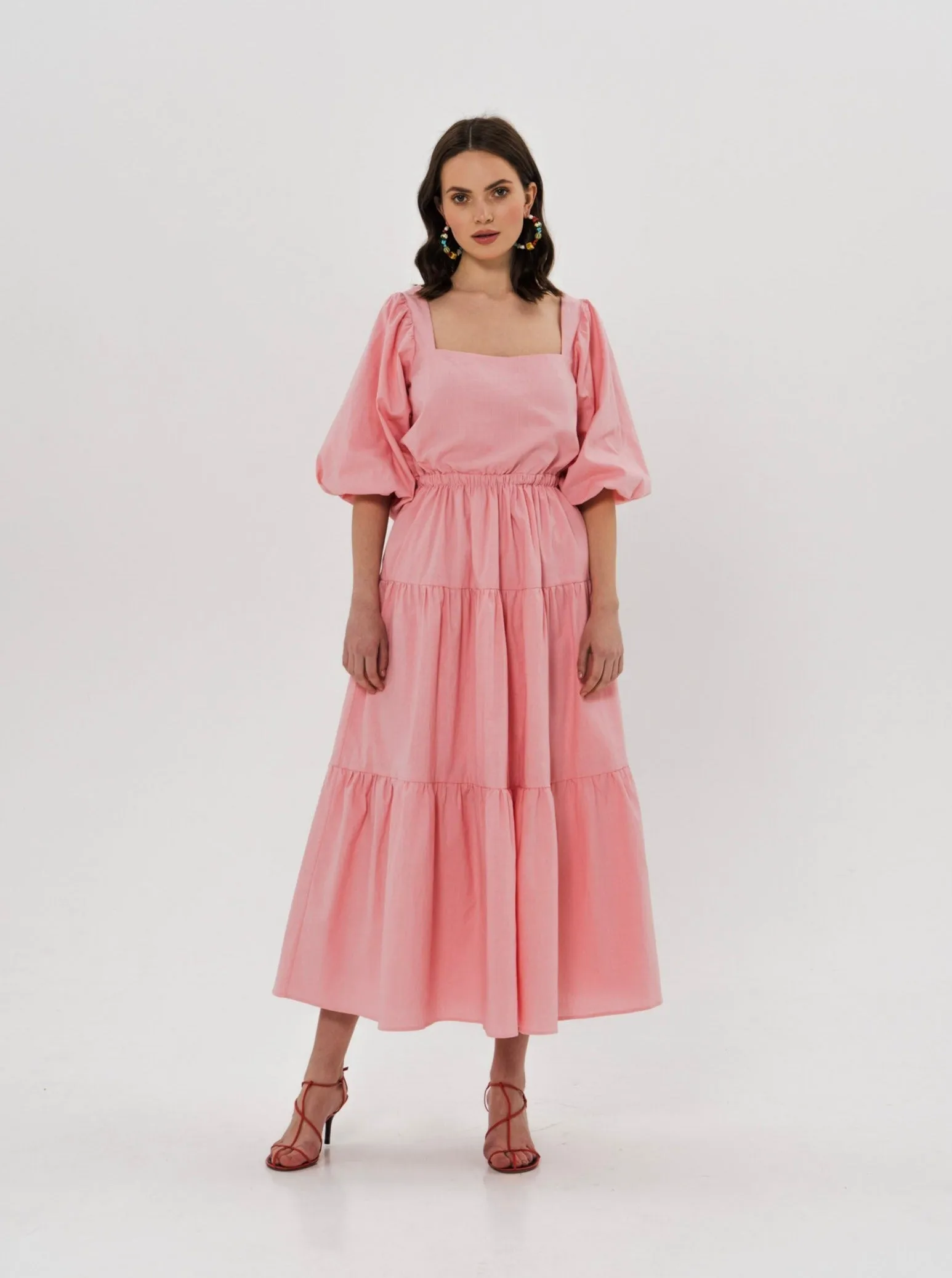 LOUISE Midi Dress in Pastel Pink