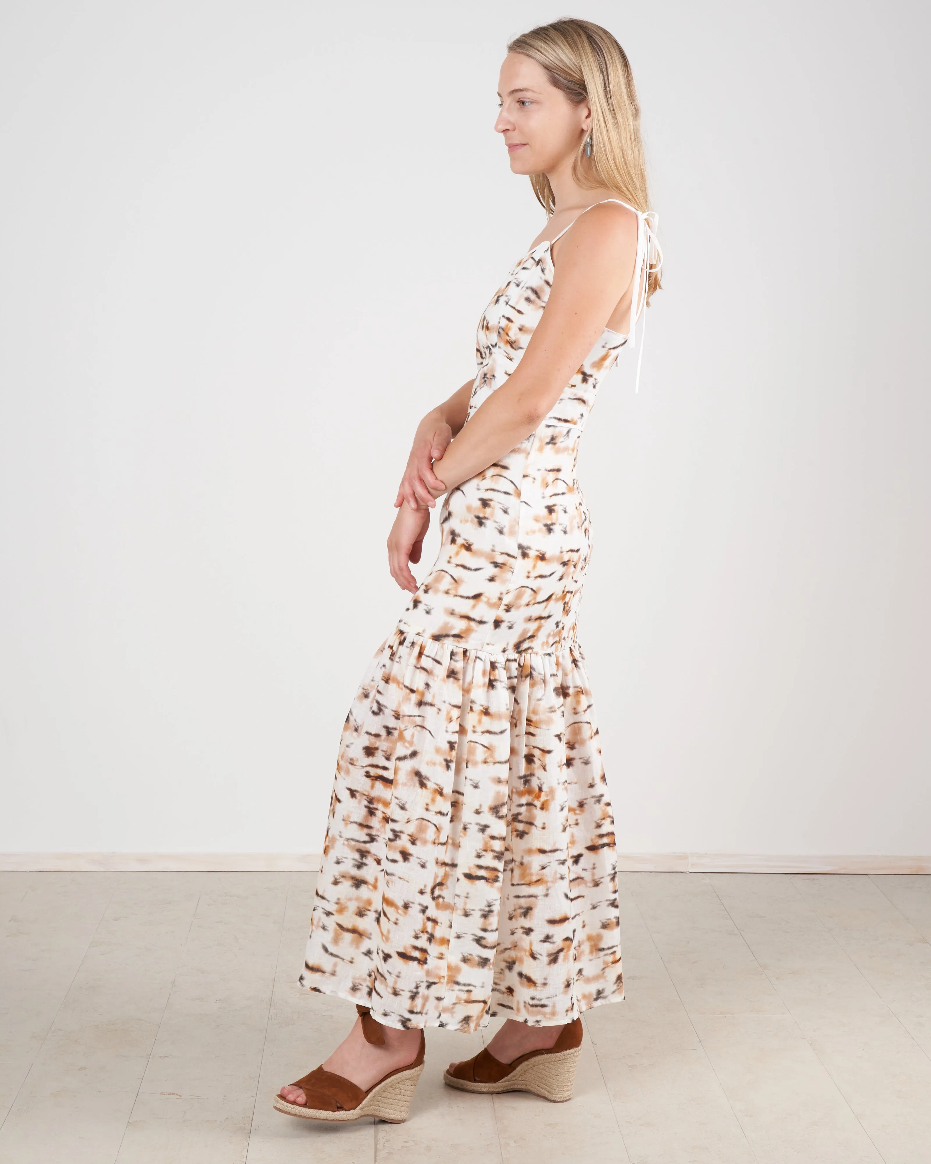 luisa printed linen dress - tiger print