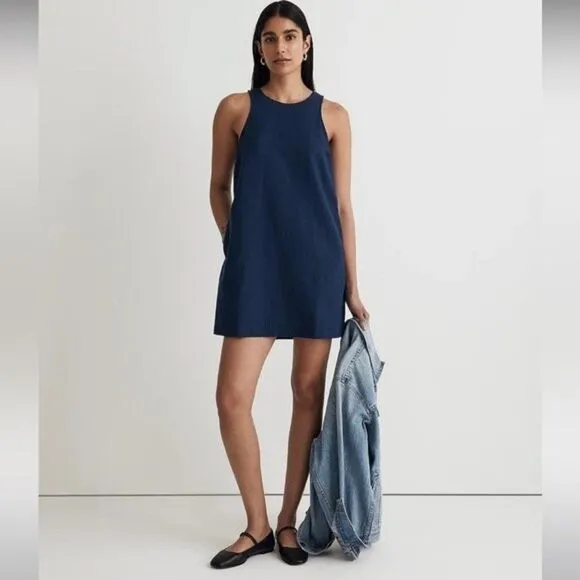 Madewell NWT Cutaway Tank Mini Dress Size Small in Classic Indigo