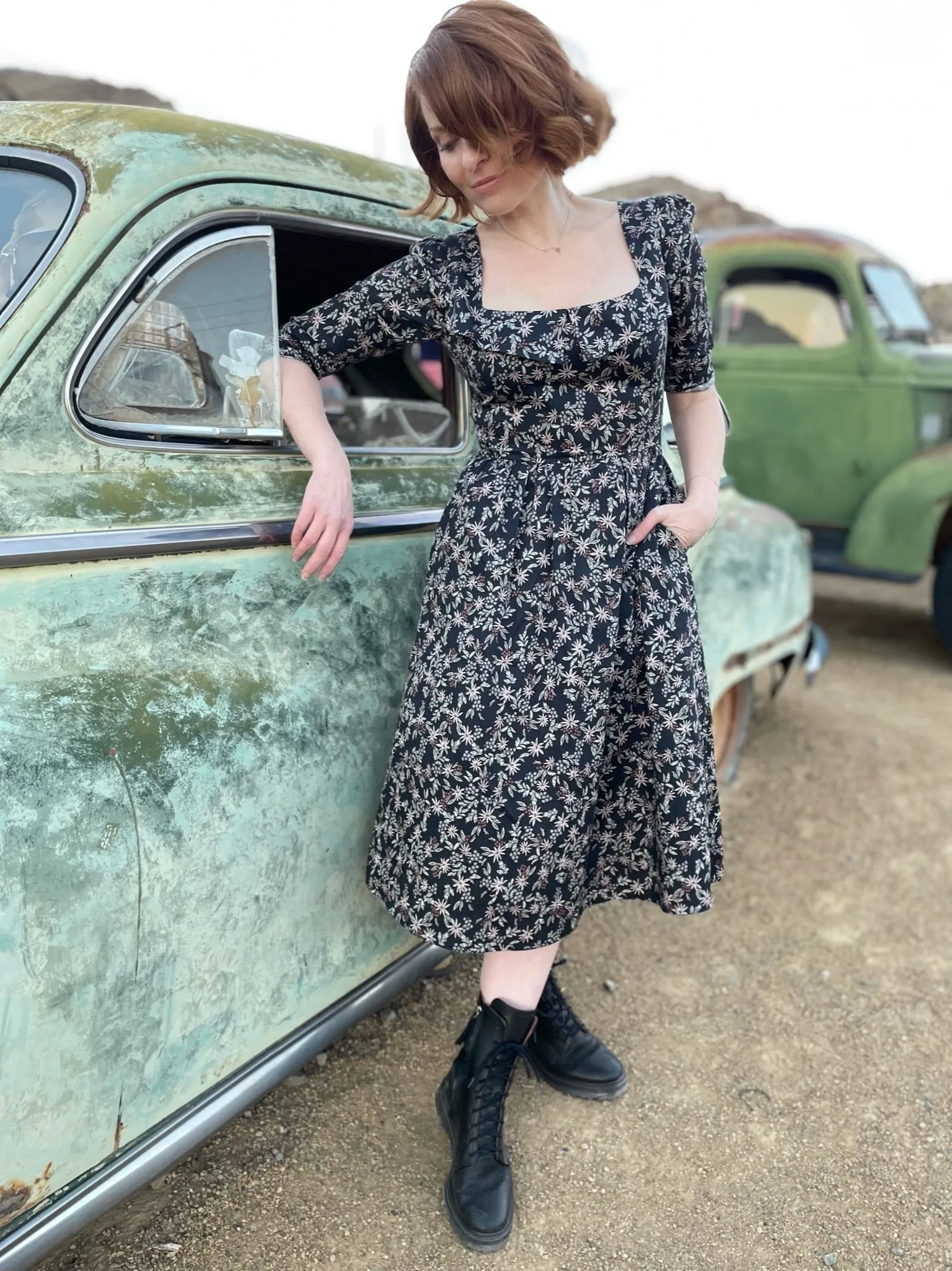 Marisol Dress / Black Floral Cotton