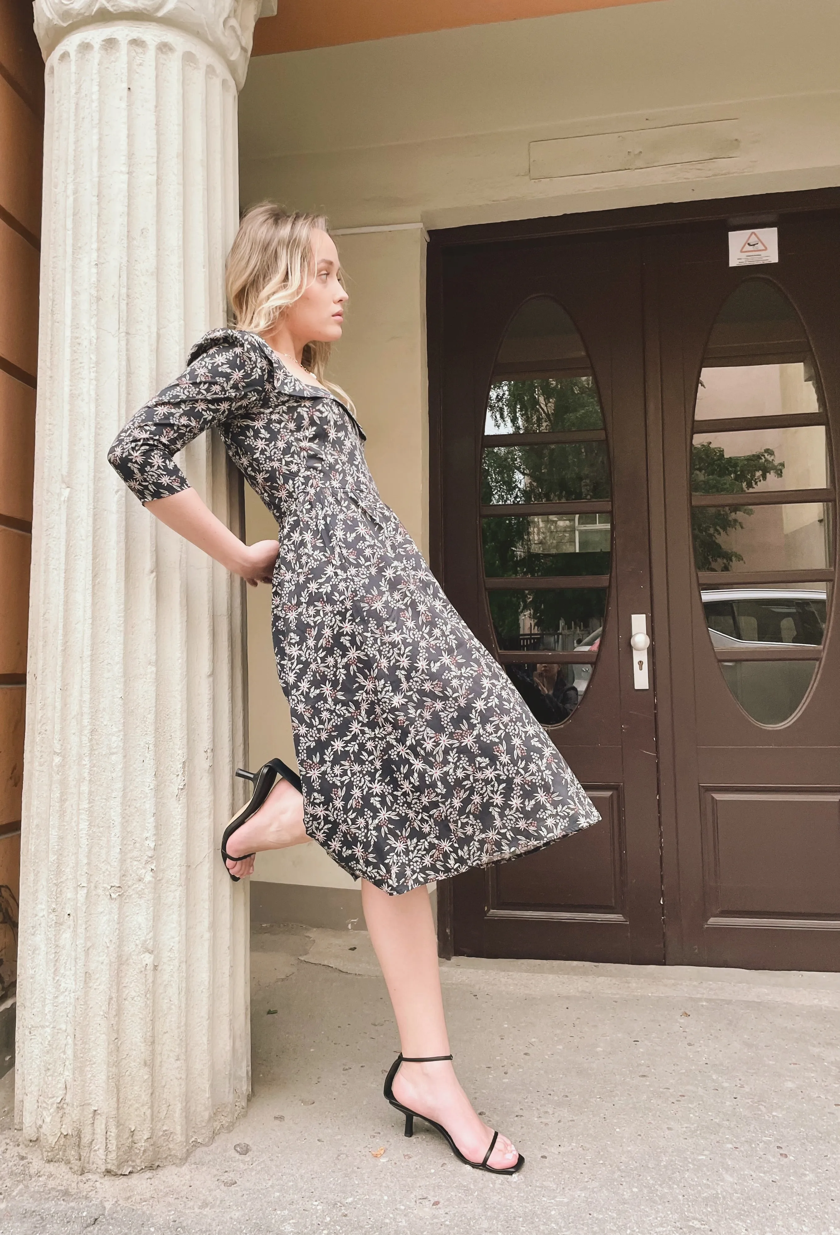 Marisol Dress / Black Floral Cotton