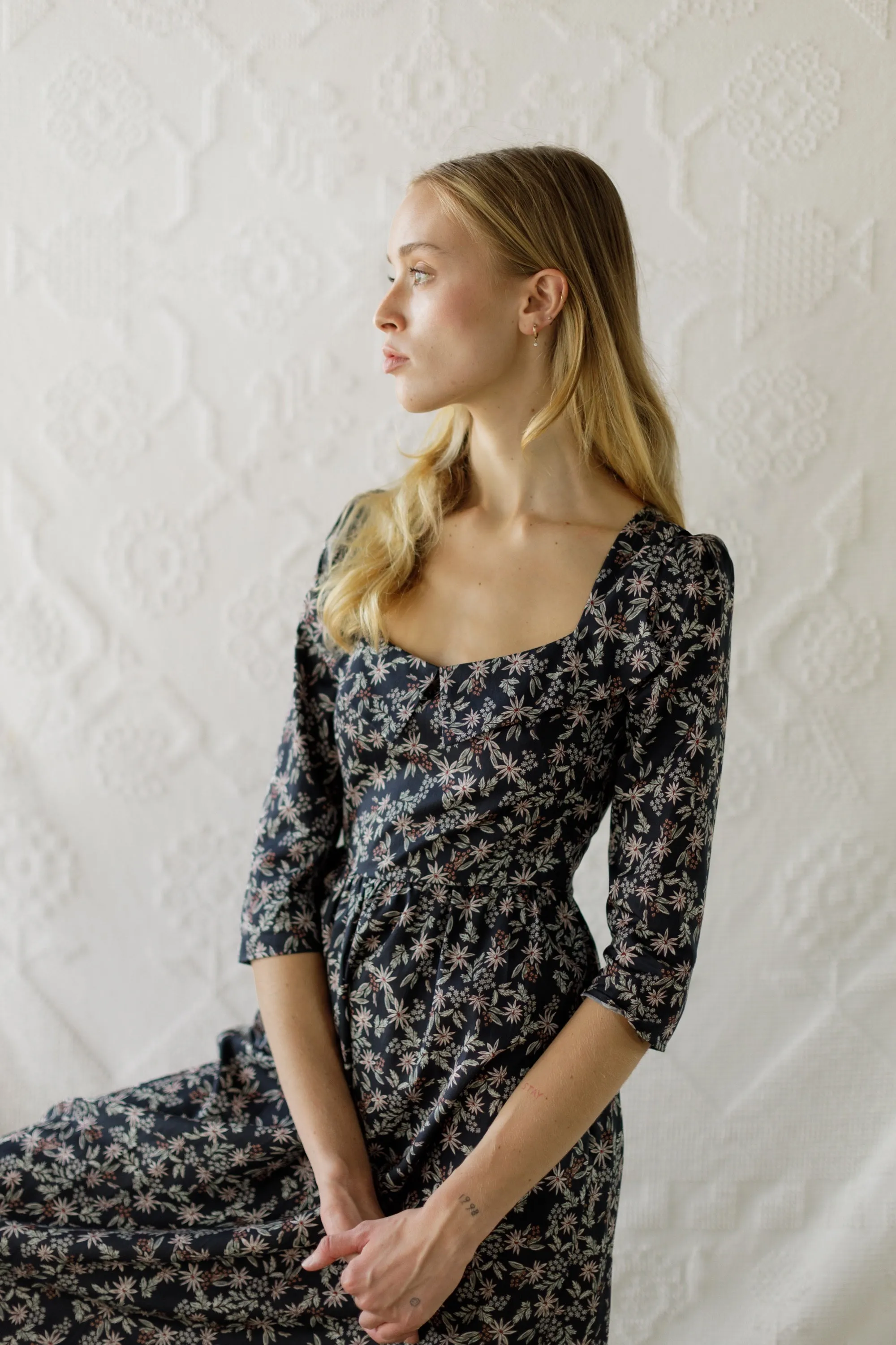 Marisol Dress / Black Floral Cotton