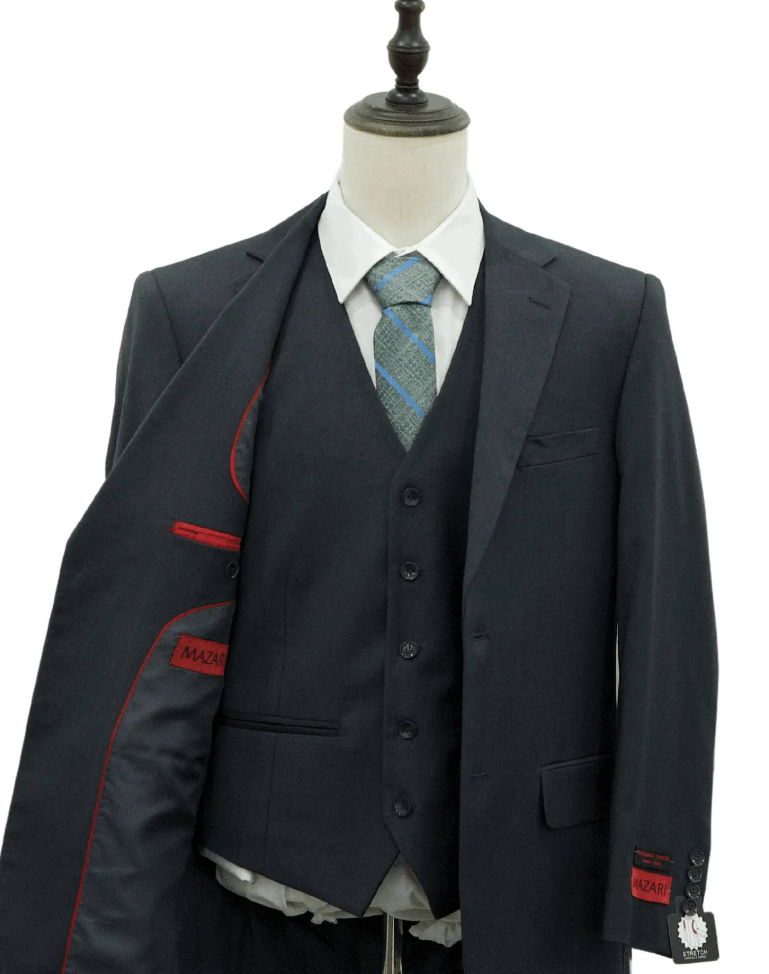Mazari Vested Slim Fit Suit - Paris Charcoal 1525