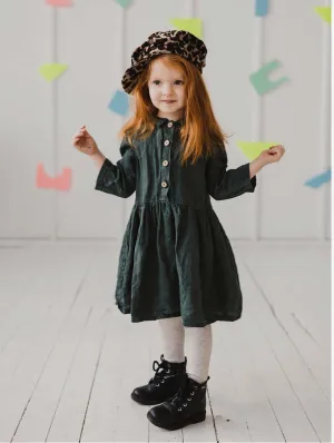 Medeina Girls Linen Dress | Multiple Colours