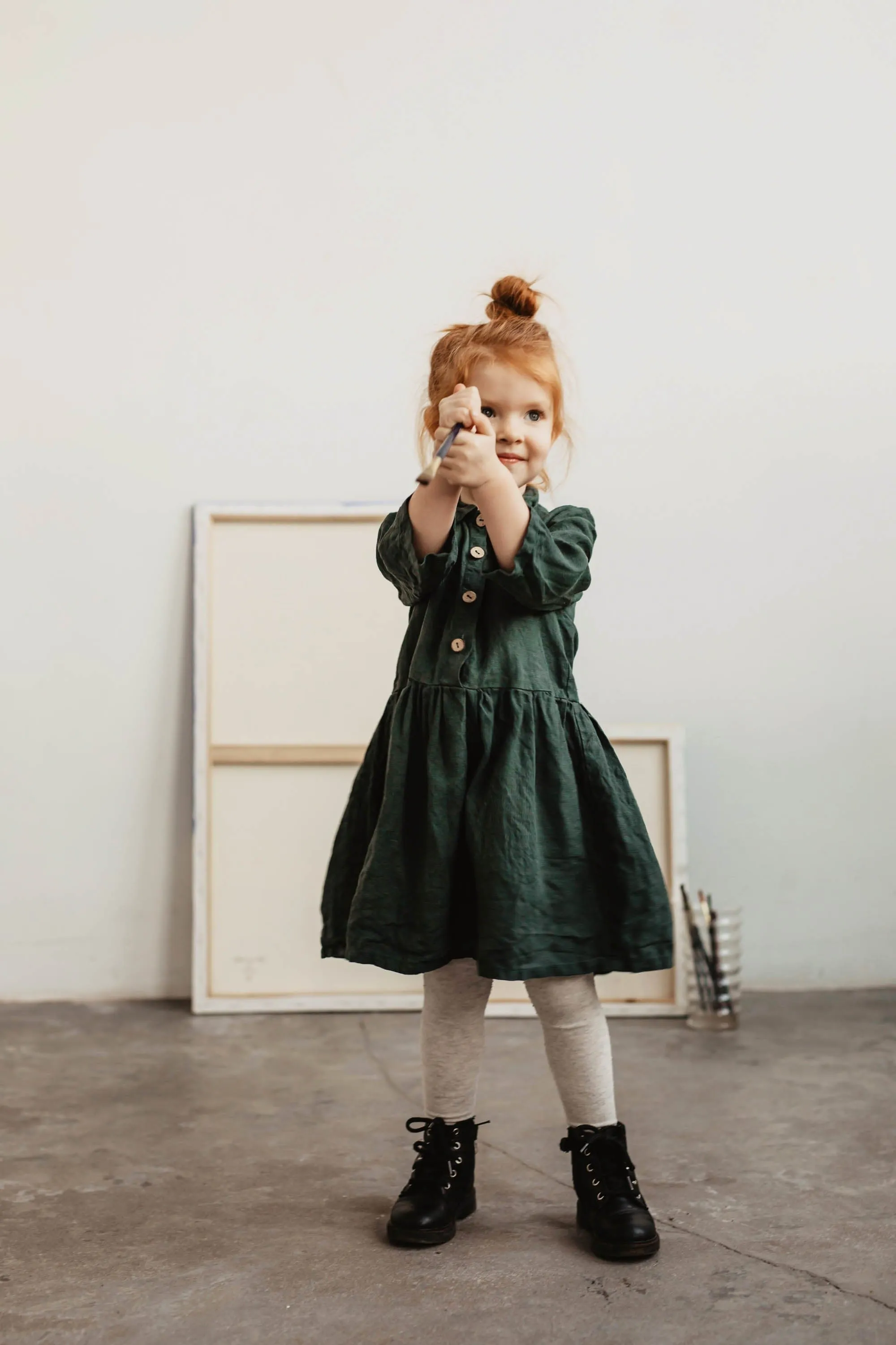 Medeina Girls Linen Dress | Multiple Colours
