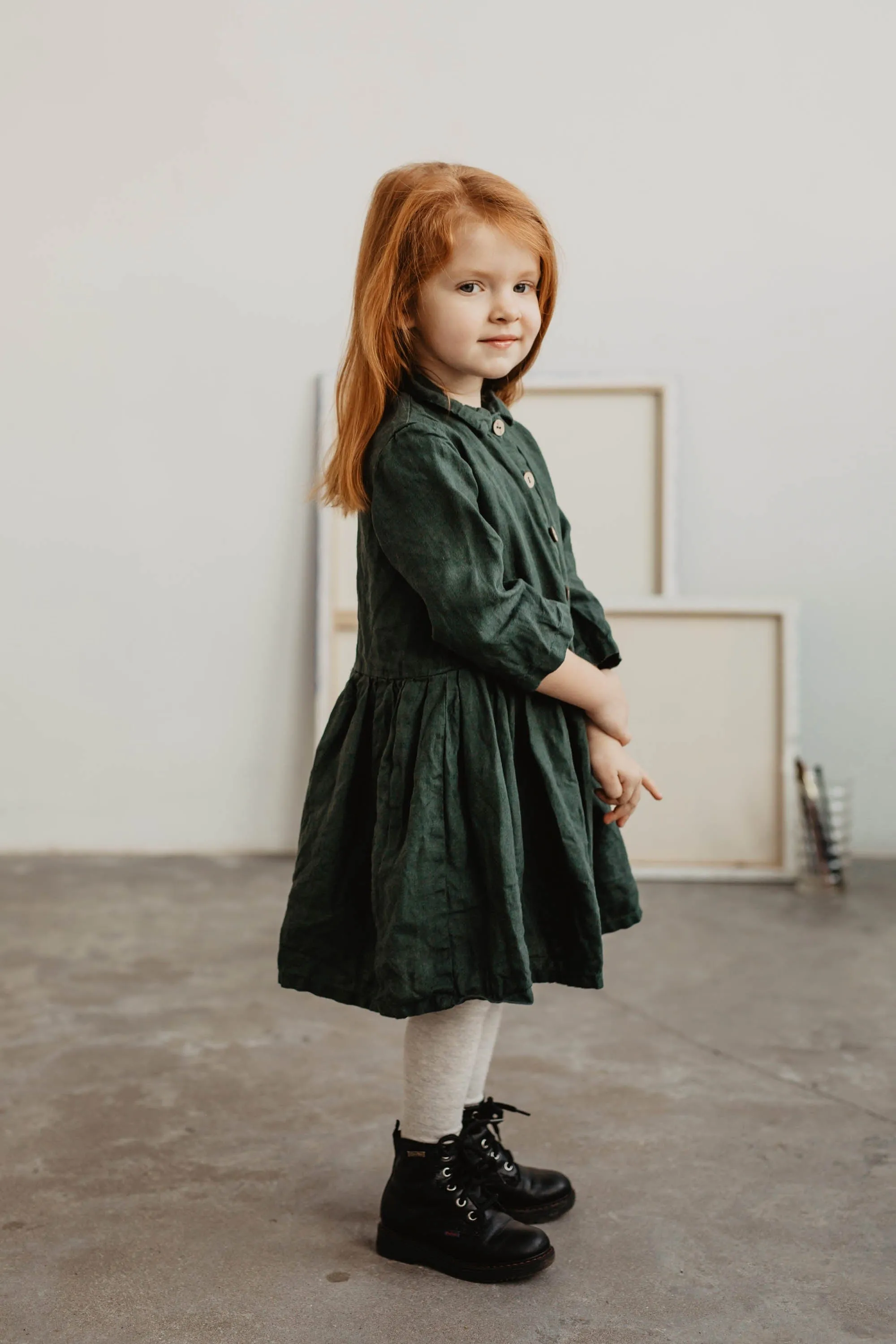 Medeina Girls Linen Dress | Multiple Colours