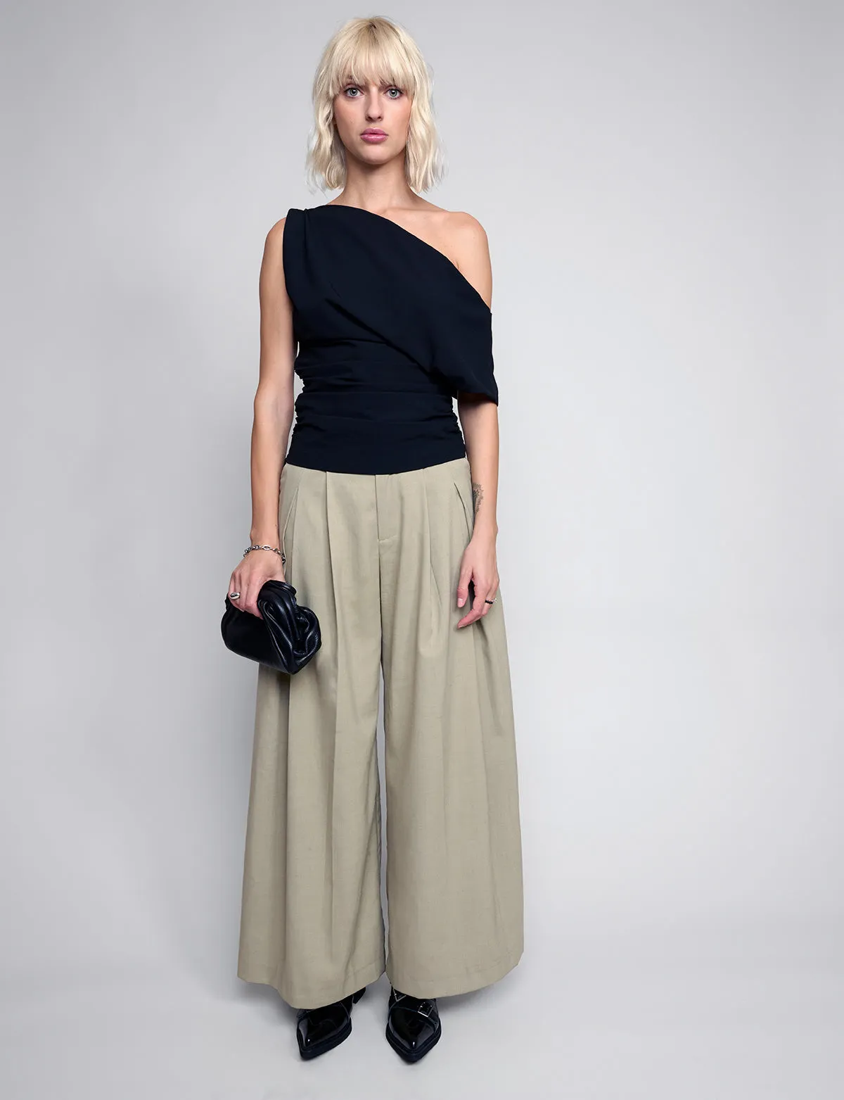 Mel Pleated Tan Pants-BESTSELLER