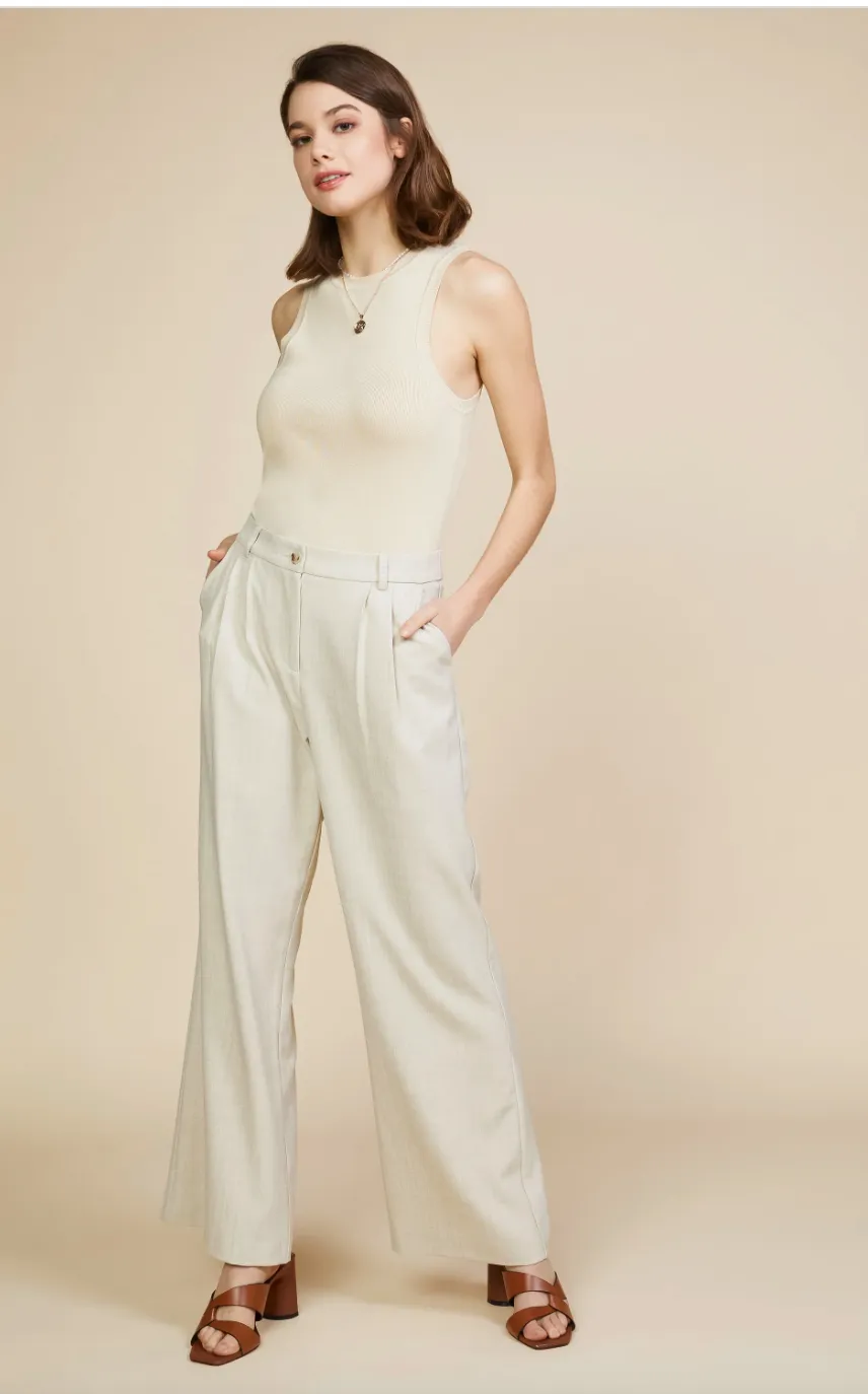 Melange Trouser-Beige-Final Sale