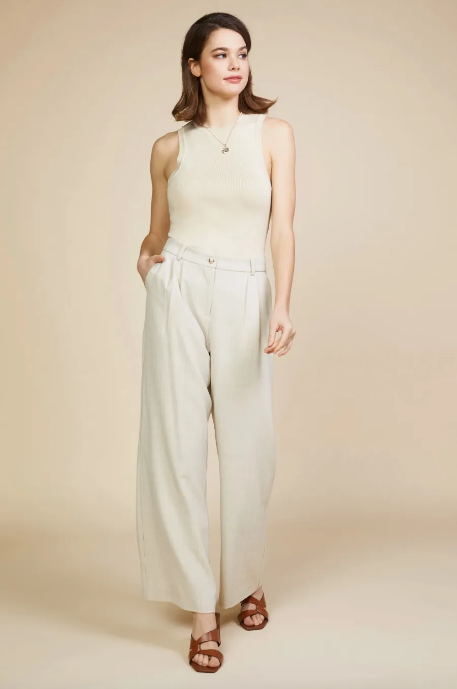 Melange Trouser-Beige-Final Sale
