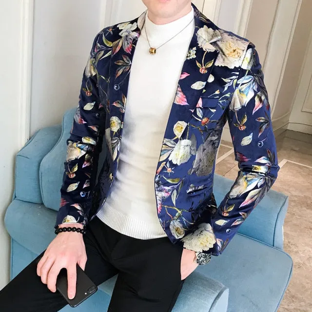 Men Blazer Spring New Colorblock Plaid Blazer Men Slim Casual Man Blazers Wedding Business Party