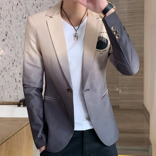 Men Blazer Spring New Colorblock Plaid Blazer Men Slim Casual Man Blazers Wedding Business Party