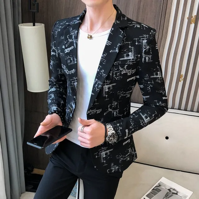 Men Blazer Spring New Colorblock Plaid Blazer Men Slim Casual Man Blazers Wedding Business Party