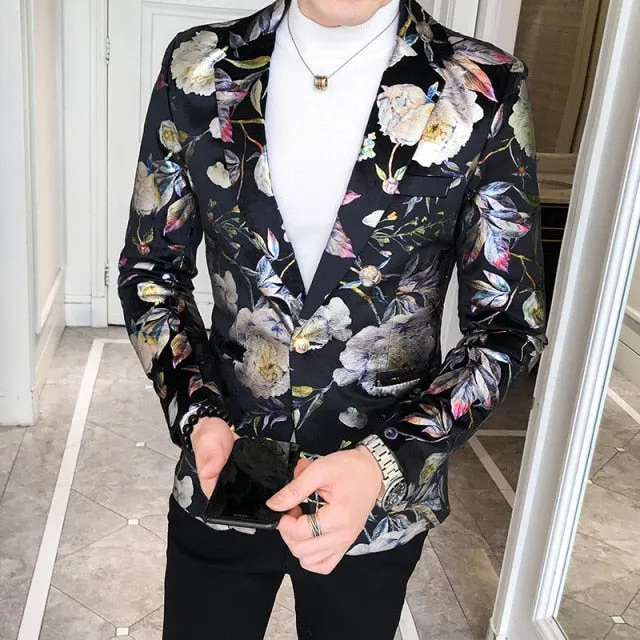 Men Blazer Spring New Colorblock Plaid Blazer Men Slim Casual Man Blazers Wedding Business Party