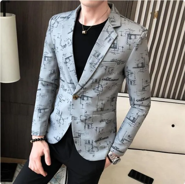 Men Blazer Spring New Colorblock Plaid Blazer Men Slim Casual Man Blazers Wedding Business Party