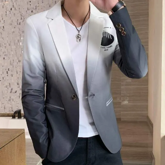 Men Blazer Spring New Colorblock Plaid Blazer Men Slim Casual Man Blazers Wedding Business Party