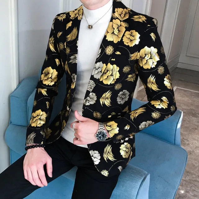 Men Blazer Spring New Colorblock Plaid Blazer Men Slim Casual Man Blazers Wedding Business Party