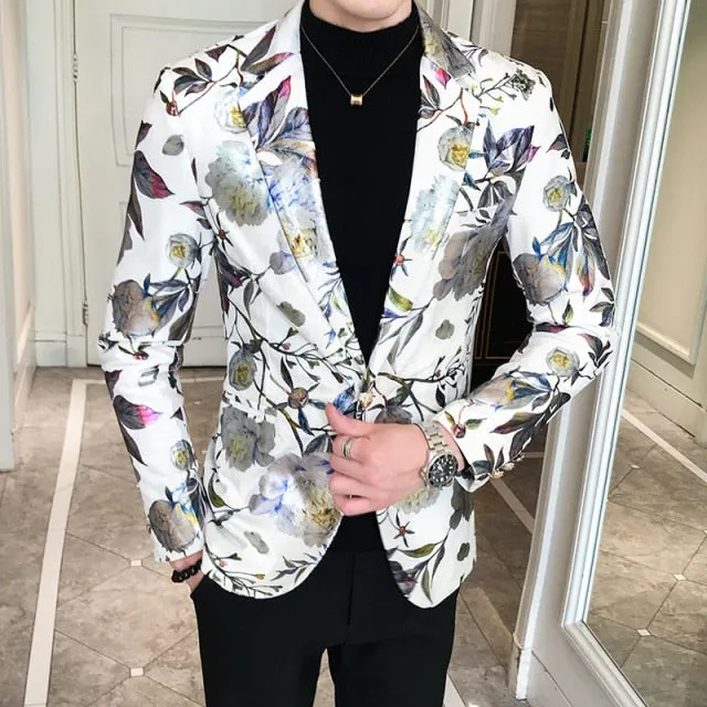 Men Blazer Spring New Colorblock Plaid Blazer Men Slim Casual Man Blazers Wedding Business Party