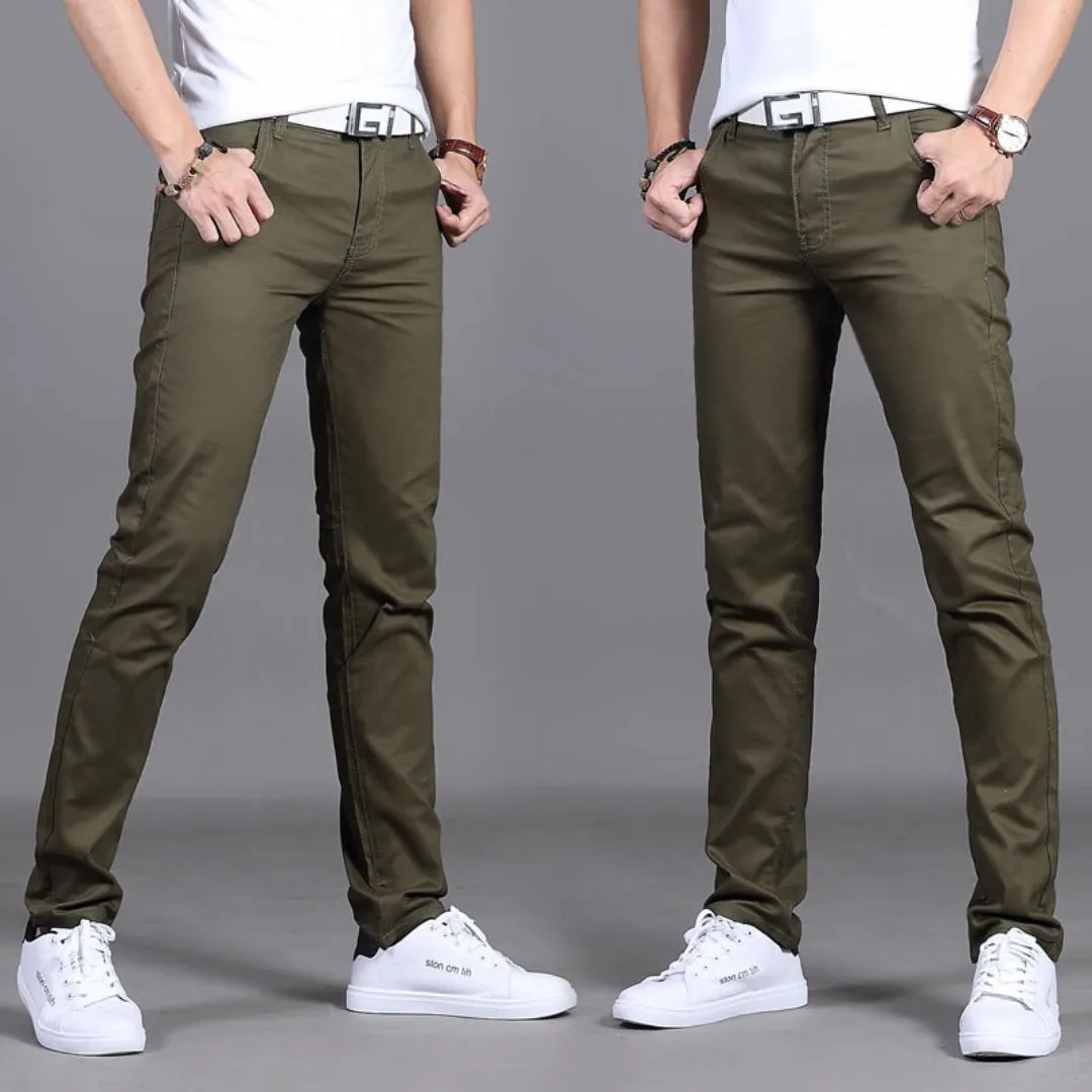 Men's Slim Fit Casual Pants | Mid Waist