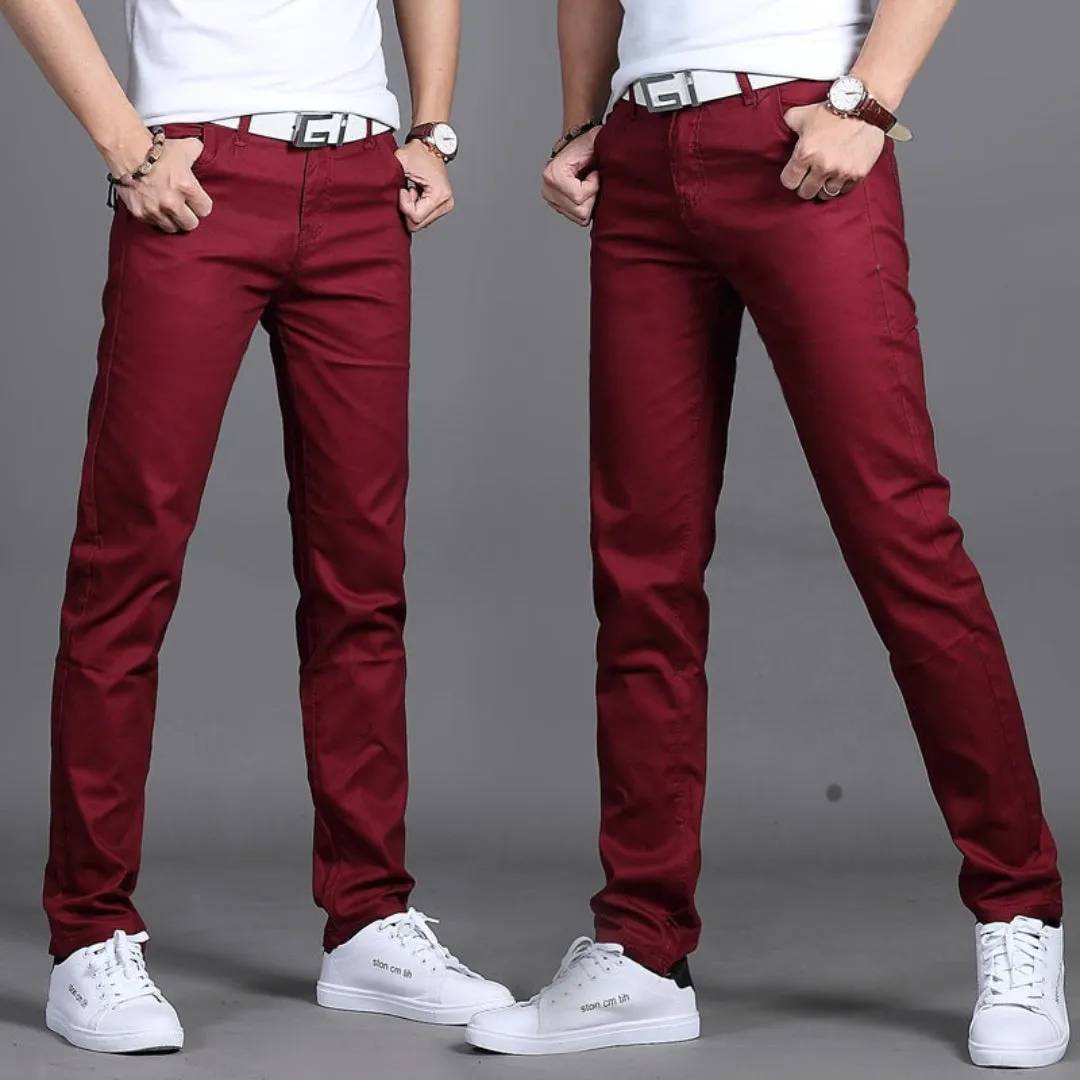 Men's Slim Fit Casual Pants | Mid Waist