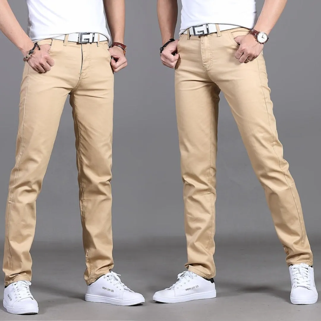 Men's Slim Fit Casual Pants | Mid Waist