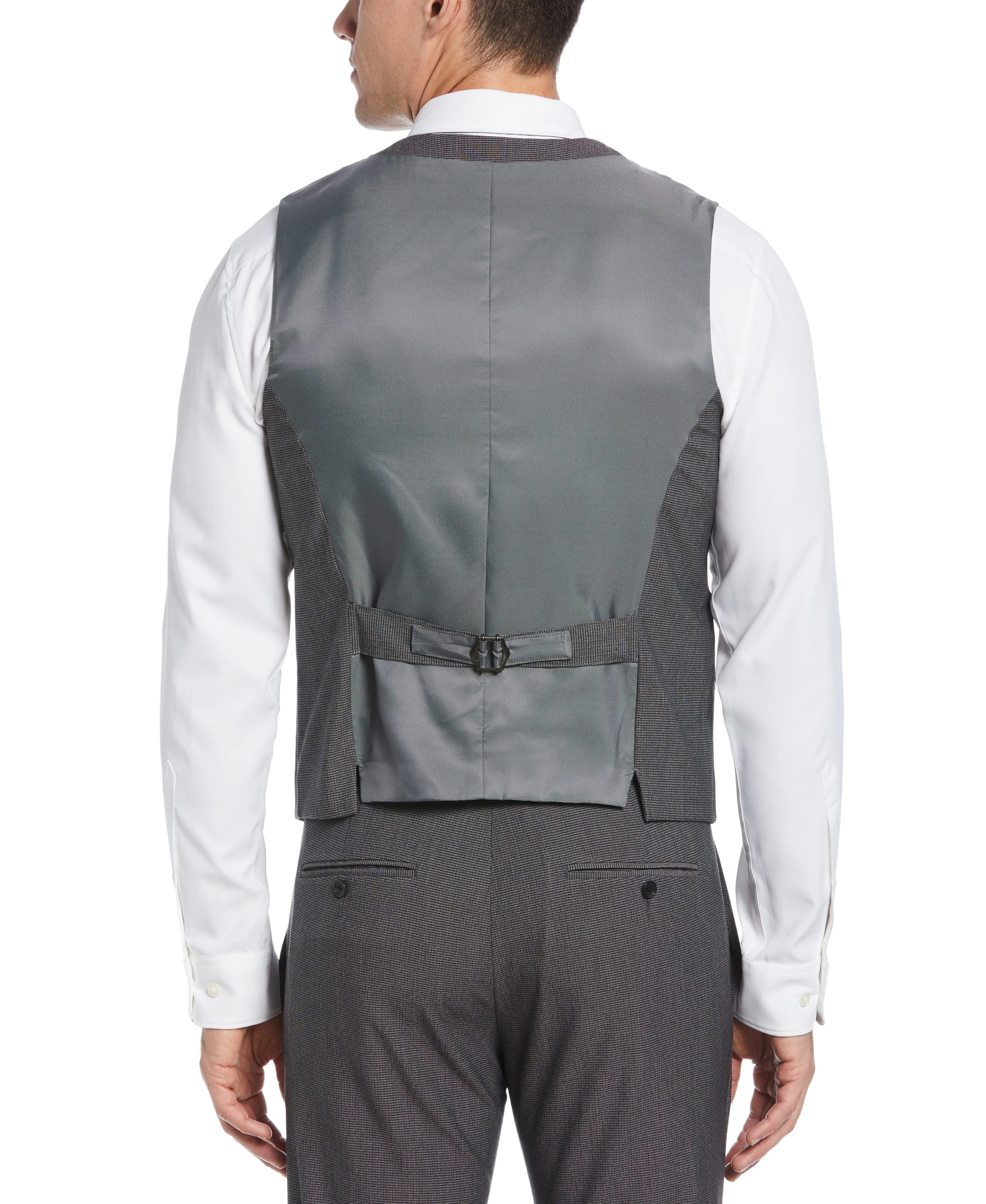 Micro Houndstooth Stretch Suit Vest - Gray