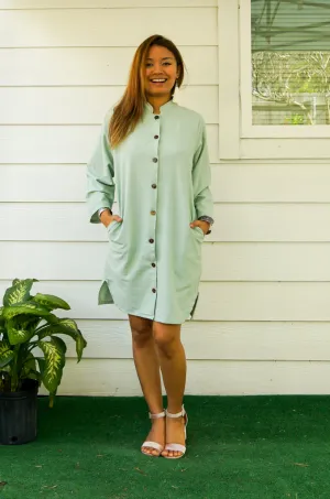 Mint Organic Cotton Shirtdress with Pockets