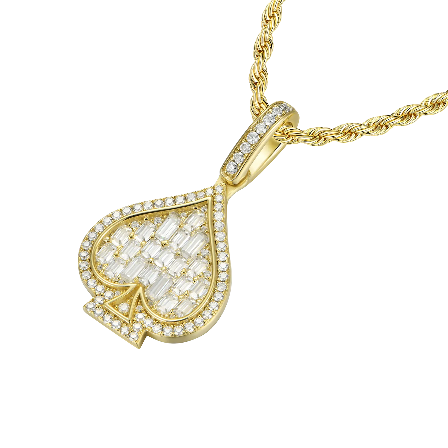 Moissanite Emerald Cut Spade Pendant