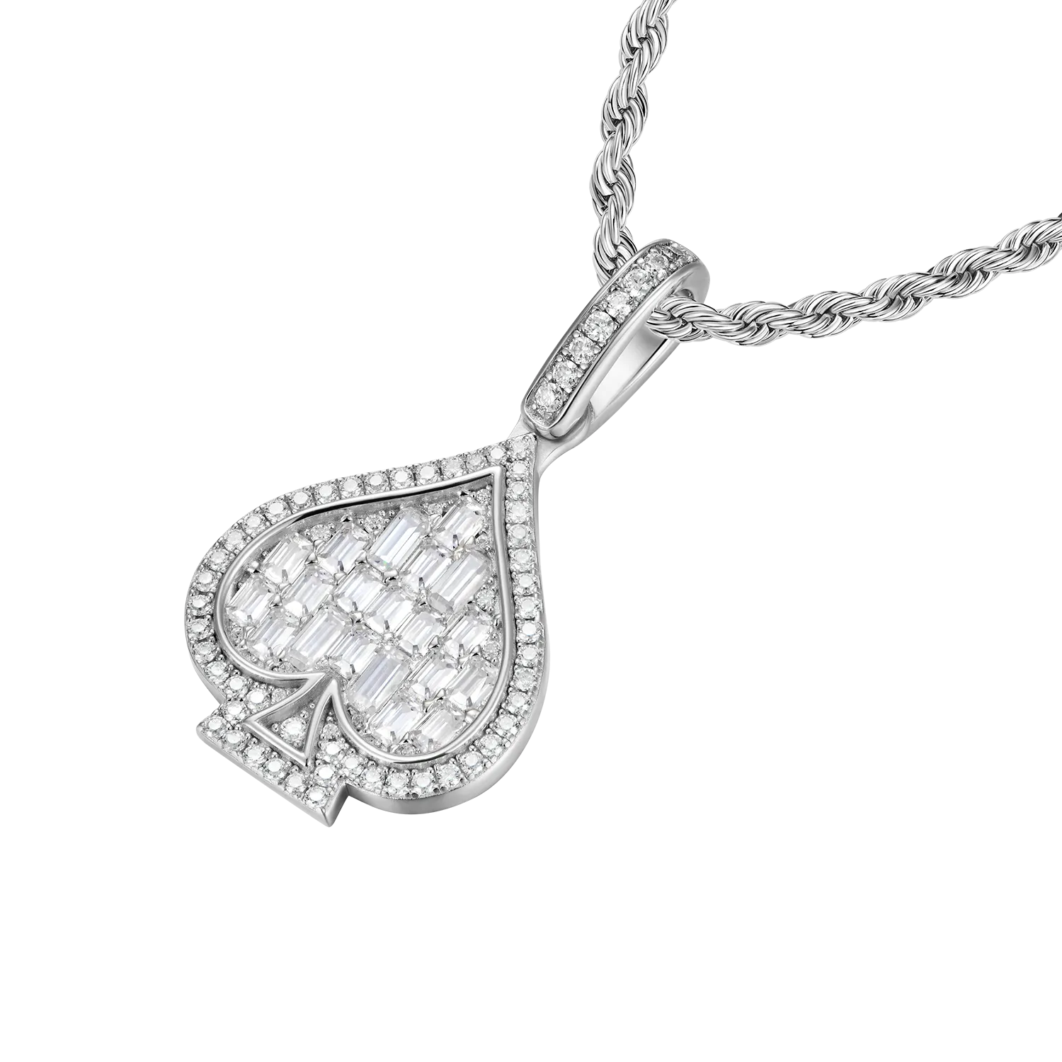 Moissanite Emerald Cut Spade Pendant