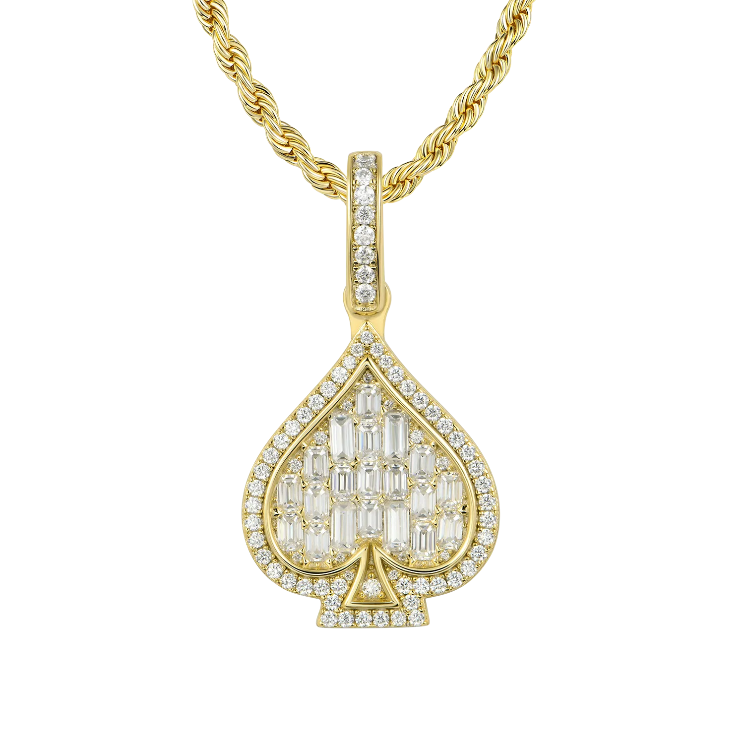 Moissanite Emerald Cut Spade Pendant