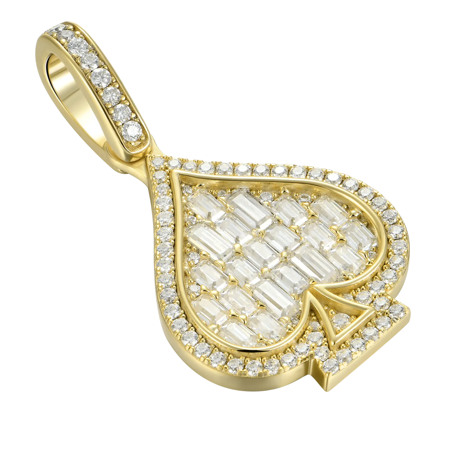 Moissanite Emerald Cut Spade Pendant