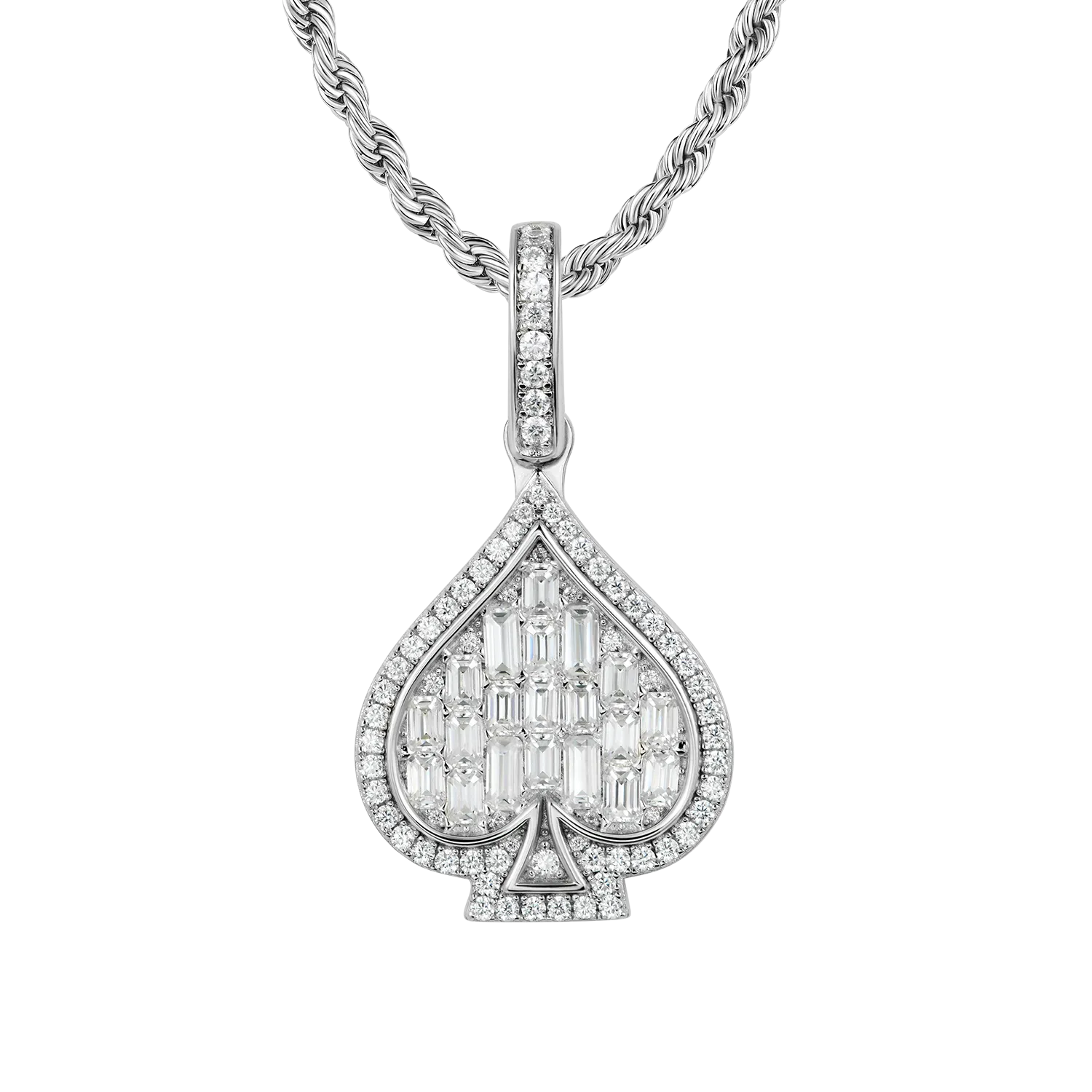 Moissanite Emerald Cut Spade Pendant