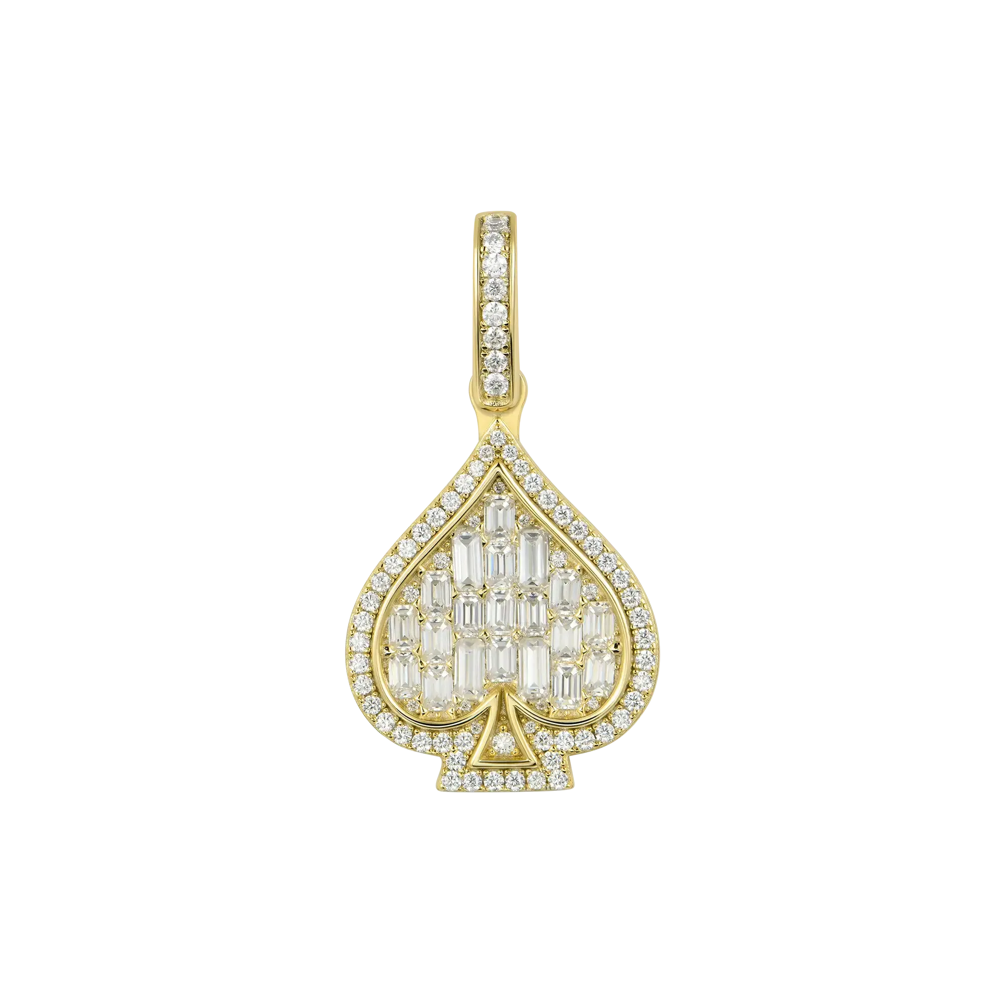 Moissanite Emerald Cut Spade Pendant