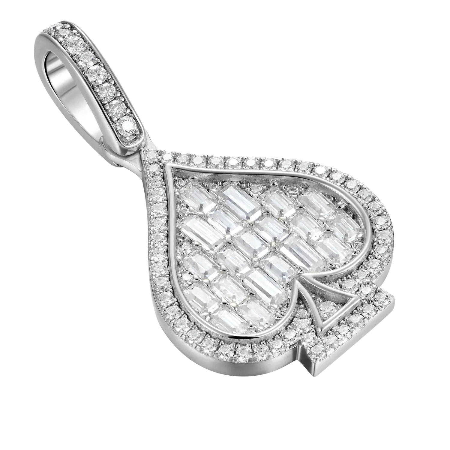 Moissanite Emerald Cut Spade Pendant