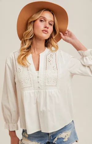 Naomi Eyelet Linen Blouse