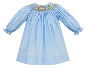 Nativity Girls Bishop L/S Blue Cotton