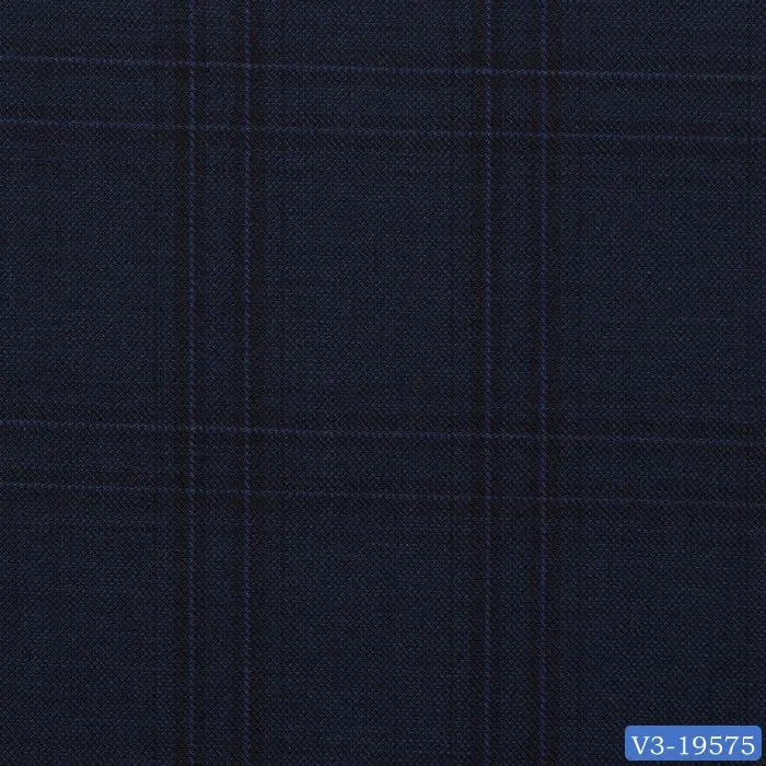 Navy Blue Dark Check Long Suit