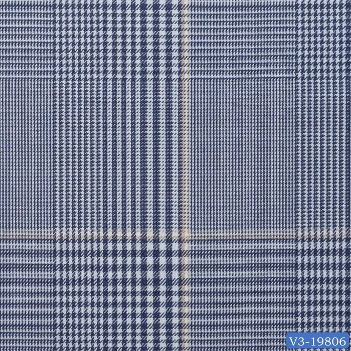 Navy Blue with Tan Check Long Suit