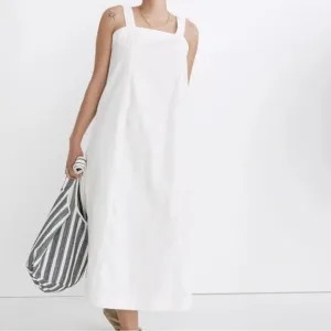 New Madewell Linen Cotton Princess Seamed Midi Dress Large